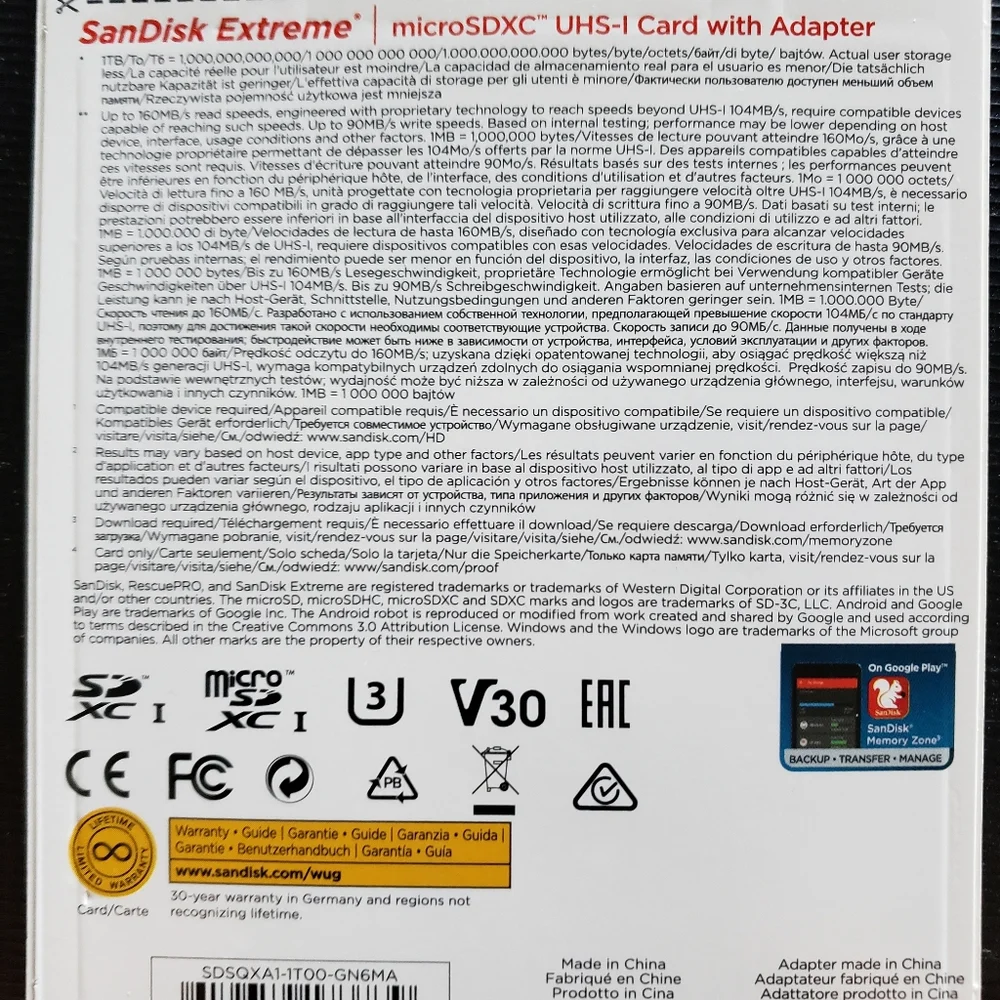 SanDisk 1TB Extreme microSDXC UHS-I Memory Card with Adapter - Up to 160MB/s, C1